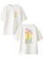 Beyaz Oversize Pamuk Sünger Bob Kankalar Ön Arka Baskılı Örme T-Shirt 1