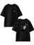 Siyah Oversize Pamuk Alnı Dövmeli Anime Kız Ön Arka Baskılı Örme T-Shirt 1