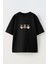 Siyah Oversize Pamuk Üç Maymun Dolar Baskılı Örme T-Shirt 1