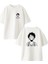 Beyaz Oversize Pamuk Gülen Surat Erkek Ön Arka Baskılı Örme T-Shirt 1