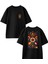 Siyah Oversize Pamuk Çiçek Halı Deseni Ön Arka Baskılı Örme T-Shirt 1