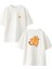 Beyaz Oversize Pamuk Tırmanan Kedi Ön Arka Baskılı Örme T-Shirt 1