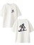Beyaz Oversize Pamuk Snowboard Genç Ön Arka Baskılı Örme T-Shirt 1