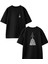 Siyah Oversize Pamuk Gojira Ağaç Gölge Ön Arka Baskılı Örme T-Shirt 1