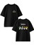 Siyah Oversize Pamuk Starter Pokemon Ön Arka Baskılı Örme T-Shirt 1