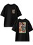 Siyah Oversize Pamuk Karmaşık Çizim Karikatür Ön Arka Baskılı Örme T-Shirt 1