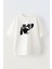 Beyaz Oversize Pamuk Kara Kartal Av Baskılı Örme T-Shirt 1
