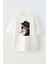 Beyaz Oversize Pamuk Ak Sakallı Pıro Baskılı Örme T-Shirt 1
