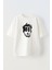 Beyaz Oversize Pamuk Davut Heykeli Baskılı Örme T-Shirt 1