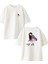 Beyaz Oversize Pamuk Patenli Kız Ön Arka Baskılı Örme T-Shirt 1
