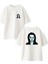 Beyaz Oversize Pamuk Palyaço Genç Kız Ön Arka Baskılı Örme T-Shirt 1