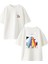 Beyaz Oversize Pamuk Uzay Gemisi Ön Arka Baskılı Örme T-Shirt 1