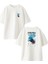 Beyaz Oversize Pamuk Düşen Adam Çizim Ön Arka Baskılı Örme T-Shirt 1