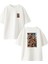 Beyaz Oversize Pamuk Talister Ön Arka Baskılı Örme T-Shirt 1