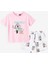 Bisiklet Yaka Minnie Mouse Baskılı Kısa Kollu Kız Çocuk Şortlu Pijama Takımı 1
