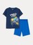 Bisiklet Yaka Baskılı Kısa Kollu Erkek Çocuk Şortlu Pijama Takımı 1