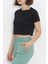 Bisiklet Yaka Crop T-Shirt Siyah - 18962.1247. 5