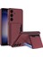 Galaxy S24 Plus Suni Deri Arka Yüzey Sürgülü Kamera Korumalı Redclick Kartlıklı Kıpta Silikon Kapak 1