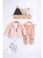 3-6-9-12-18 Ay Kız Bebek Takım Peluş Hırkalı 3 Lü Açık Pembe 2