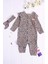 3-6-9-12 Ay Kız Bebek Tulumu Leopar Desenli Saç Bandanalı Kahverengi 1