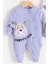 3-6-9-12-18 Ay Kız Bebek Tulumu Pretty Dog Nakışlı Bandanalı %100 Pamuk Lila 2