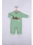 3-6-9-12 Ay Erkek Bebek Tulum Hello Nakışlı %100 Pamuk Yeşil 1