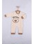 3-6-9-12 Ay Erkek Bebek Tulum Persona Bear Nakışlı %100 Pamuk Kahverengi 1