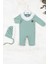 3-6-9-12 Ay Kız Bebek Tulumu Brode Nakışlı Şapkalı %100 Pamuk Yeşil 1