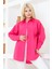 Kadın Düz Renk Keten Rahat Kesim Oversize Uzun Basic Gömlek 1