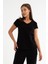 Kadın Pamuklu Yumuşak Dokulu Likralı Esnek Kumaş Basic V Yaka T-Shirt 2