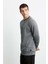 Travis Erkek Yumuşacık Kumaşlı Regular Fit Yuvarlak yakalı Antrasit Sweatshirt 3