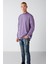 Travis Erkek Yumuşacık Kumaşlı Regular Fit Yuvarlak yakalı Mor Sweatshirt 3