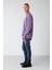 Travis Erkek Yumuşacık Kumaşlı Regular Fit Yuvarlak yakalı Mor Sweatshirt 4