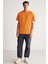 Jett Erkek Oversize Fit %100 Pamuk Kalın Dokulu Turuncu T-shirt 5