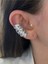 Pinery Jewels Iri Zirkon Taşlı Yaprak  Altın Kaplama Kadın Earcuff Kıkırdak Küpe 3