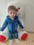 9-12-18-24 Ay Kot Kumaş Kapşonlu Uzun Kol Sweatli Kot Kumaş 3lü Erkek Bebek Takımı 2