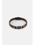 Mrhero Unisex Lacivert Metal Parçalı Hakiki Deri El Yapımı Deri Bileklik MH029 Kahverengi 4