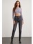 Essie Kadın Bisiklet Yaka Slim Fit Uzun Kollu Crop Lila Bluz 2