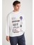 Ben Erkek Pamuklu Baskı Detaylı Uzun Kollu Oversize Beyaz T-Shirt 4