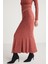 Cateline Kadın Slim Fit Beli Lastikli Vucudu Saran Midi Kiremit Rengi Etek 2