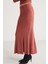 Cateline Kadın Slim Fit Beli Lastikli Vucudu Saran Midi Kiremit Rengi Etek 3