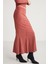 Cateline Kadın Slim Fit Beli Lastikli Vucudu Saran Midi Kiremit Rengi Etek 5