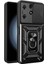 Tecno Spark 10 Pro Kılıf Magnetik Standlı Kamera Korumalı Sürgülü Vega Kapak-Siyah 1