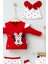 3 Ay Kız Bebek Mickey Desenli %100 Pamuk 5'li Hastane Çıkışı Kırmızı 2