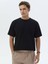 Siyah Jakarlı Bisiklet Yaka Pamuk Karışımlı T-Shirt 5
