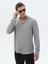 Gri Düz Regular Fit Dokuma Casual Gömlek 4