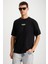 Jake Erkek %100 Organik Pamuklu Kalın Dokulu Kumaş Baskı Detaylı Oversize Siyah T-shirt 1