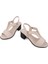 Deri Sandalet Modern Lastikli 607 Krema 2