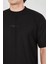Waffle Kumaş Rahat Kol T-Shirt - Siyah 4