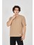 Jakar Kumaş Rahat Kol T-Shirt - Kahverengi 1